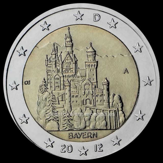 Imagen orientativa: 2 euros Alemania 2012, Baviera (castillo de Neuschwanstein)