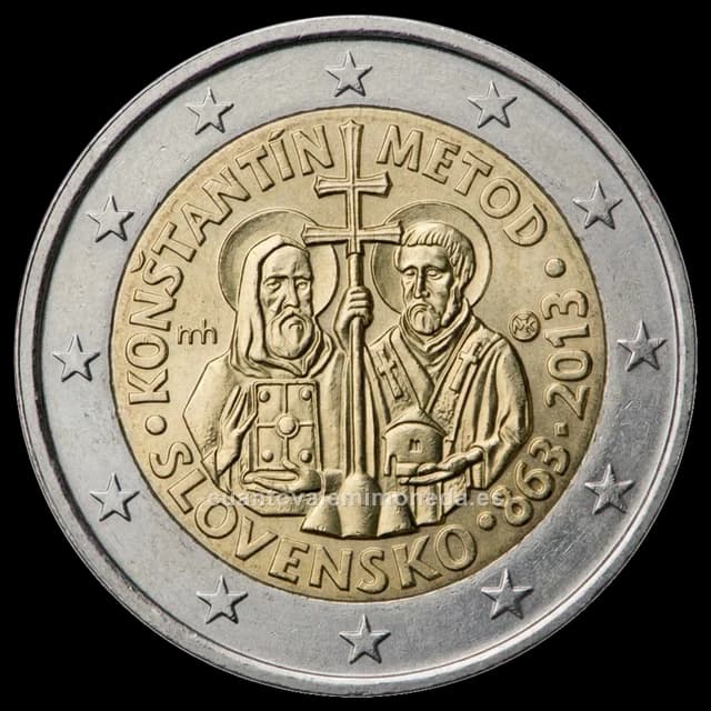 Imagen orientativa: 2 euros Eslovaquia 2013, 1.150 años de la misión de Cirilo y Metodio