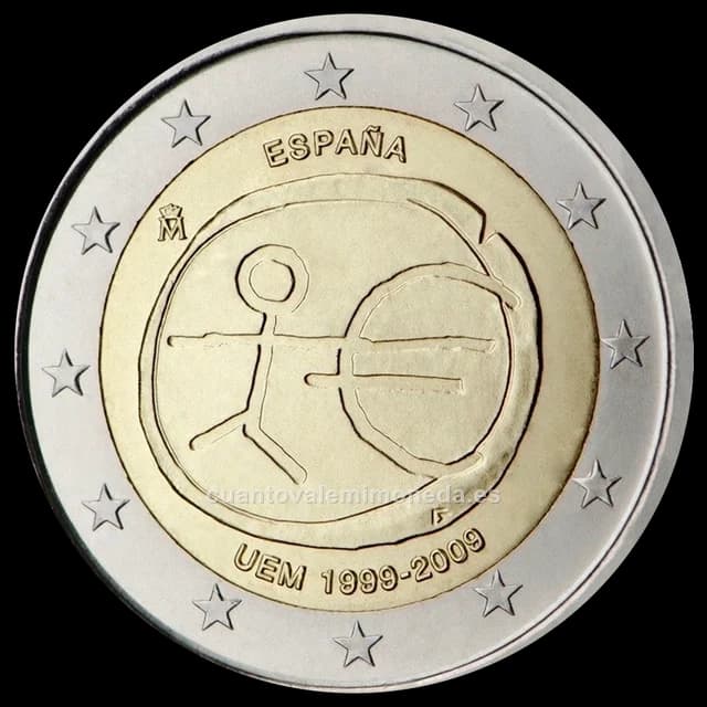 Imagen orientativa: 2 euros España 2009 10 años de la UEM