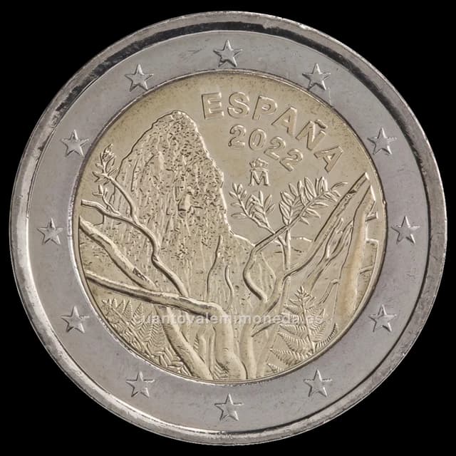 Imagen orientativa: 2 euros España 2022, Parque Nacional de Garajonay (La Gomera)