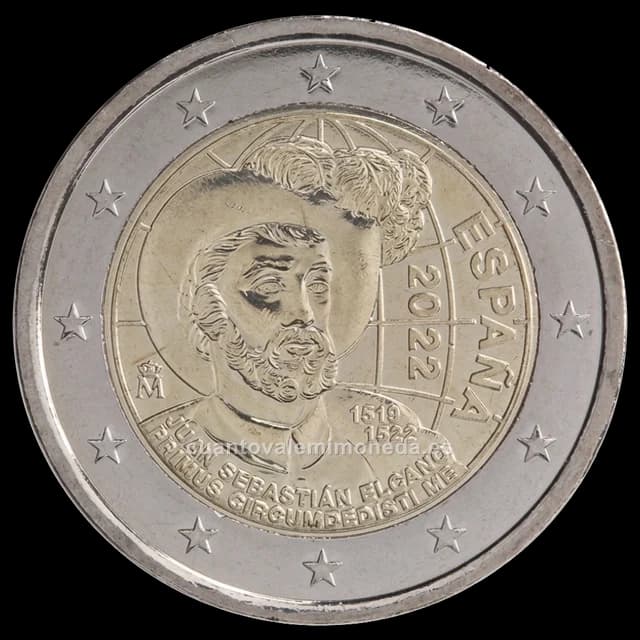 Imagen orientativa: 2 euros España 2022 V centenario de la primera vuelta al mundo (Elcano)