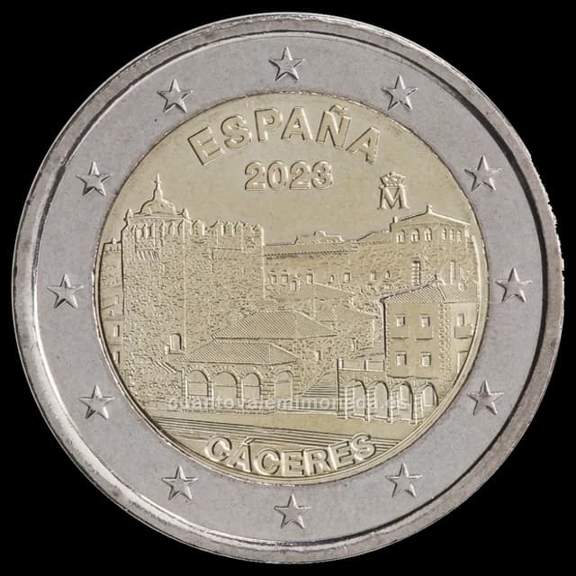 Imagen orientativa: 2 euros España 2023 Ciudad vieja de Cáceres