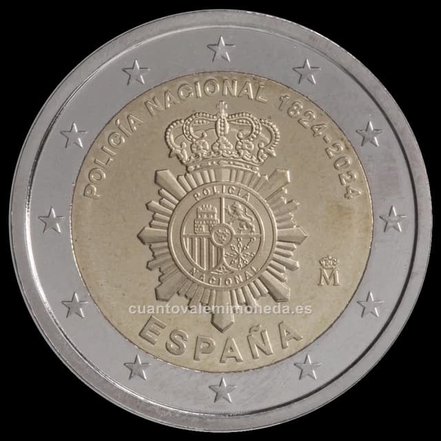 Imagen orientativa: 2 euros España 2024, bicentenario de la Policía Nacional