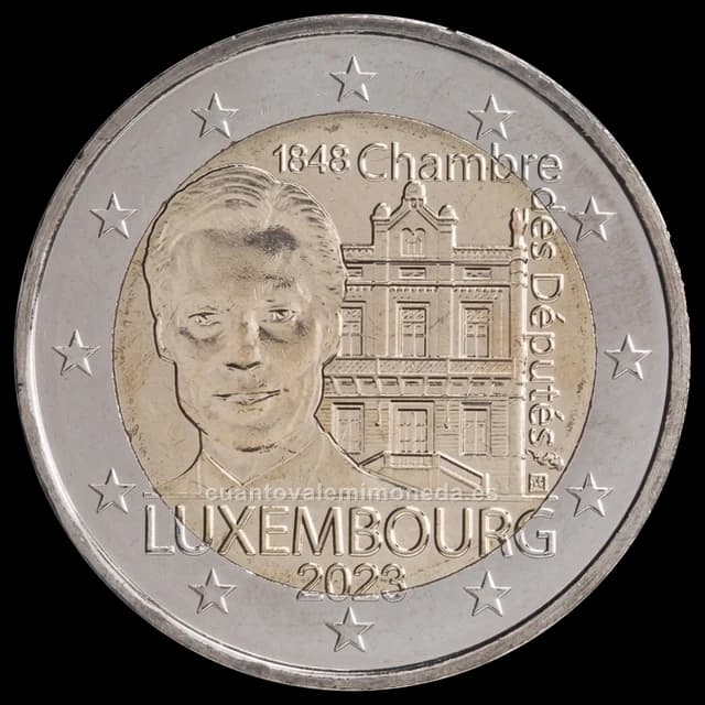 Imagen orientativa: 2 euros Luxemburgo 2023, 175 años de la Cámara de Diputados y la primera Constitución
