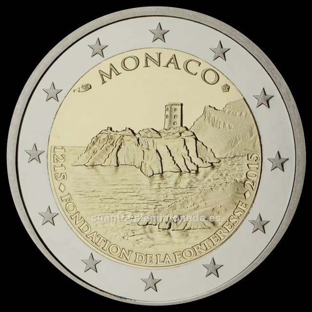 Imagen orientativa: 2 euros Mónaco 2015 Fortaleza de la Roca (800 años)