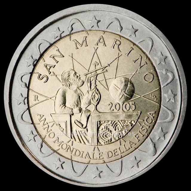 Imagen orientativa: 2 euros San Marino 2005 Año Internacional de la Física