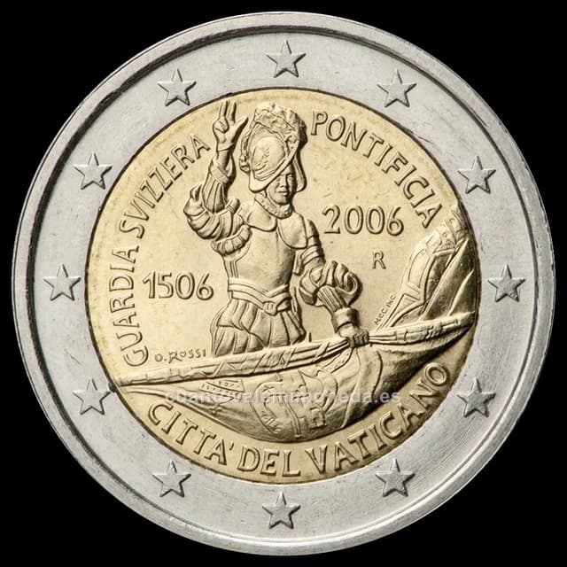 Imagen orientativa: 2 euros Vaticano 2006 Guardia Suiza (500 años)