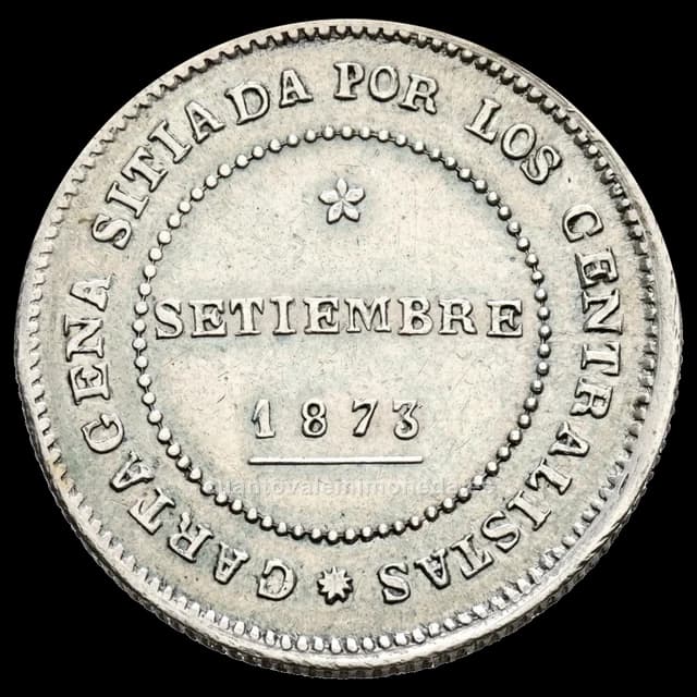 Imagen orientativa: 10 reales 1873 Cantón de Cartagena (plata)