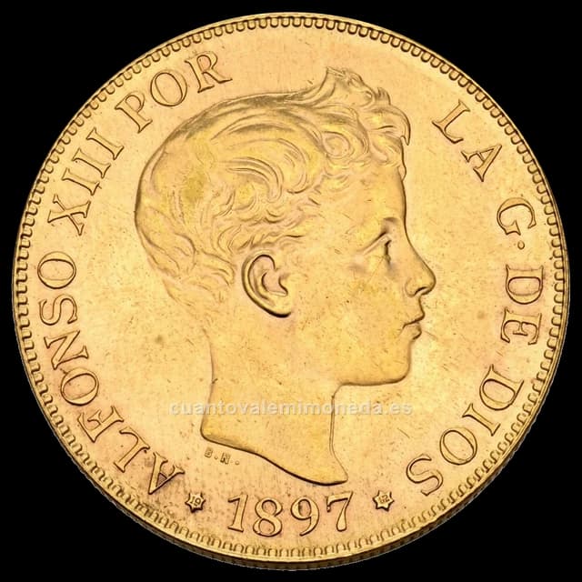 Imagen orientativa: 100 pesetas 1897 (oro), reacuñación de 1961-62, estrellas 19-61 y 19-62