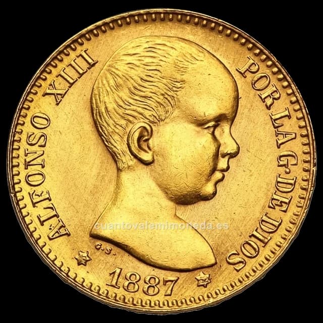 Imagen orientativa: 100 pesetas 1897 Alfonso XIII (oro), estrellas 18-97 SGV