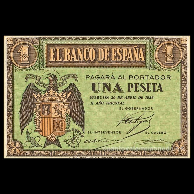 Imagen orientativa: Billete de 1 peseta 1938 (Burgos)