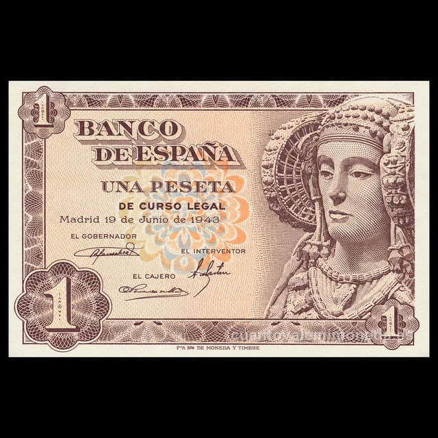 Imagen orientativa: Billete de 1 peseta 1948 (Dama de Elche)