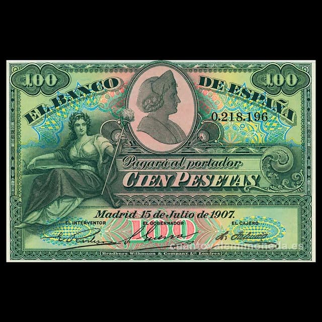 Imagen orientativa: Billete de 100 pesetas 1907 (catedral de Sevilla)