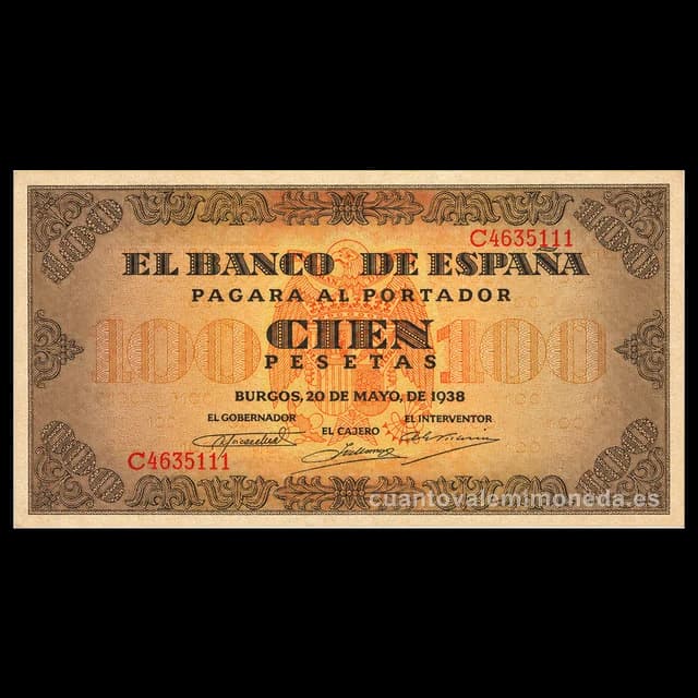 Imagen orientativa: Billete de 100 pesetas 1938 (Burgos)