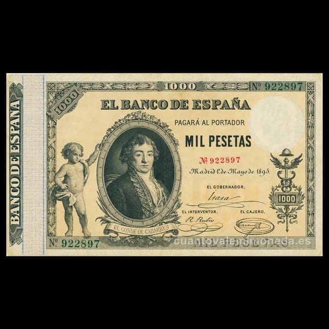 Imagen orientativa: Billete de 1.000 pesetas 1895 (Conde de Cabarrús)