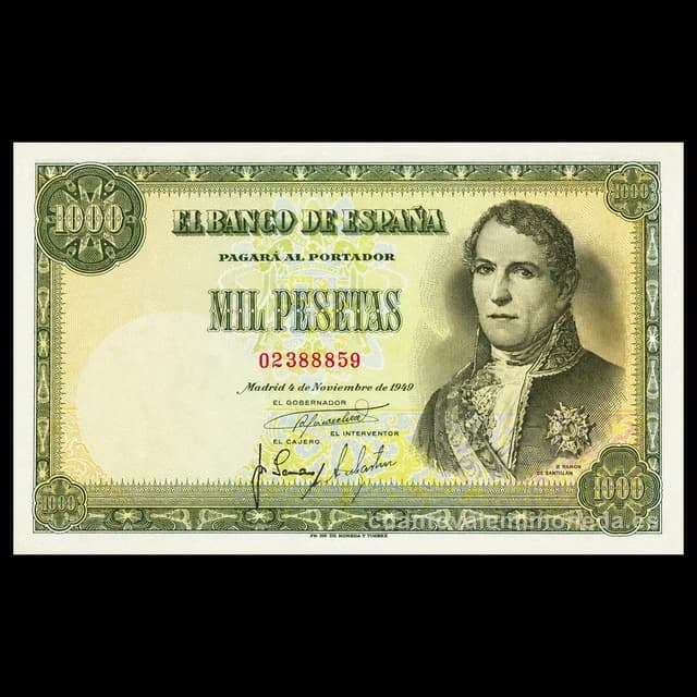 Imagen orientativa: Billete de 1.000 pesetas 1949 (Ramón de Santillán)