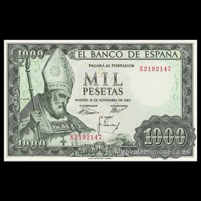Imagen orientativa: Billete de 1.000 pesetas 1965 (San Isidoro)