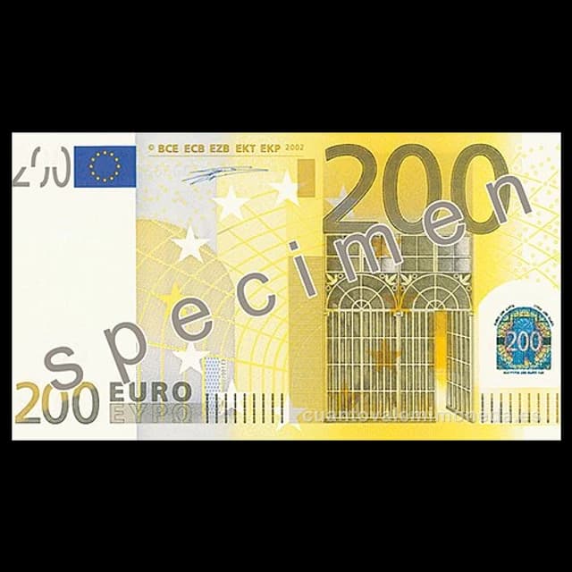 Imagen orientativa: Billete de 200 euros (primera serie, 2002)