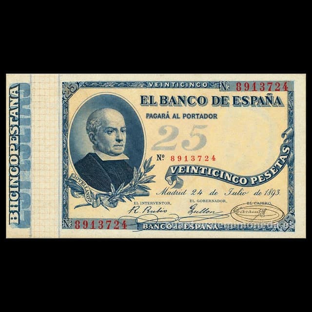 Imagen orientativa: Billete de 25 pesetas 1893 (Jovellanos)