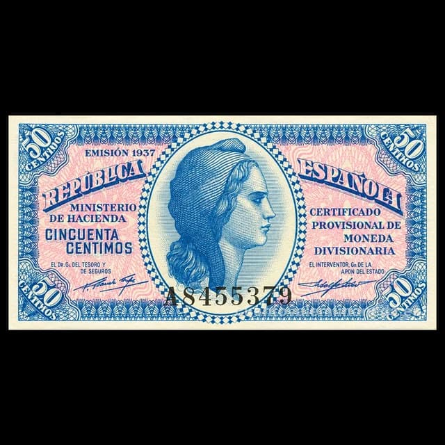 Imagen orientativa: Billete de 50 céntimos 1937 (República)