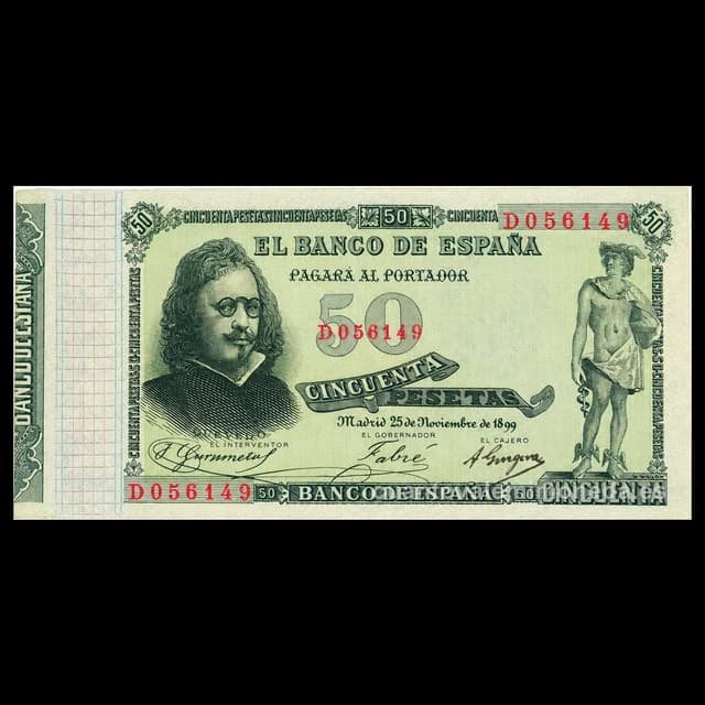 Imagen orientativa: Billete de 50 pesetas 1899 (Quevedo)