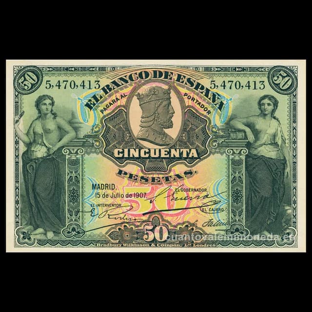 Imagen orientativa: Billete de 50 pesetas 1907 (catedral de Burgos)