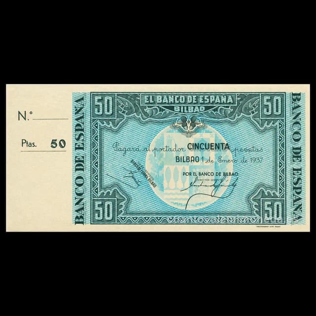 Imagen orientativa: Billete de 50 pesetas 1937 (Banco de España, Bilbao)
