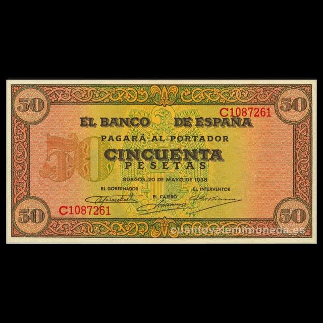 Imagen orientativa: Billete de 50 pesetas 1938 (Burgos)