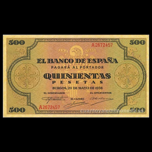 Imagen orientativa: Billete de 500 pesetas 1938 (Burgos)
