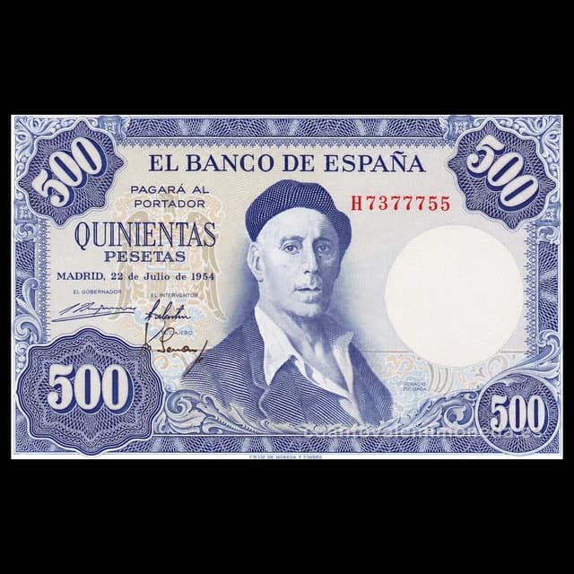 Imagen orientativa: Billete de 500 pesetas 1954 (Ignacio Zuloaga)