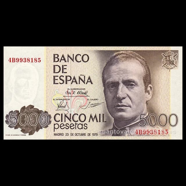 Imagen orientativa: Billete de 5.000 pesetas 1979 (Juan Carlos I)