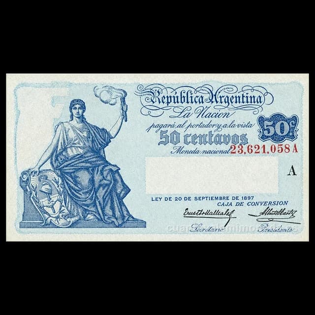 Imagen orientativa: Billete de 50 centavos Caja de Conversión 1918-1926 (Progreso)