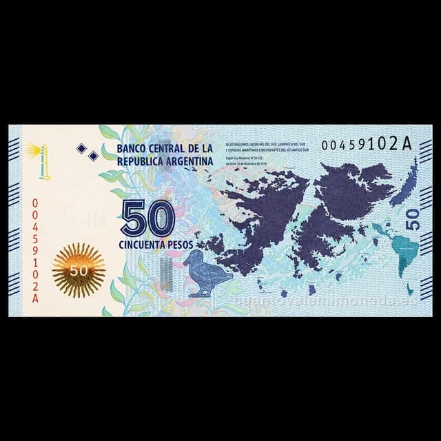 Imagen orientativa: Billete de 50 pesos con error: dos números de serie distintos