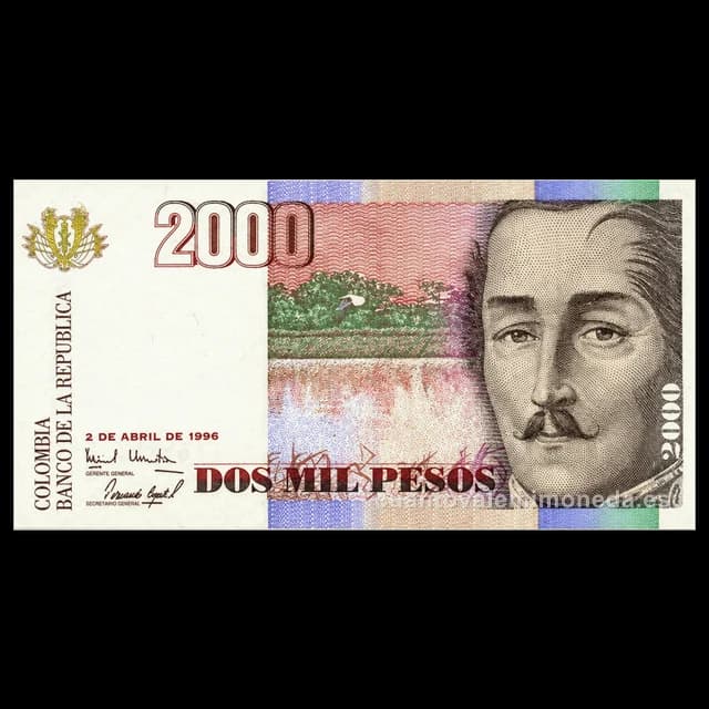 Imagen orientativa: Billete de 2.000 pesos 1996-2016 (Santander, Casa de Moneda)