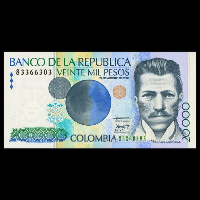 Imagen orientativa: Billete de 20.000 pesos 1996-2015 (Julio Garavito, la Luna)