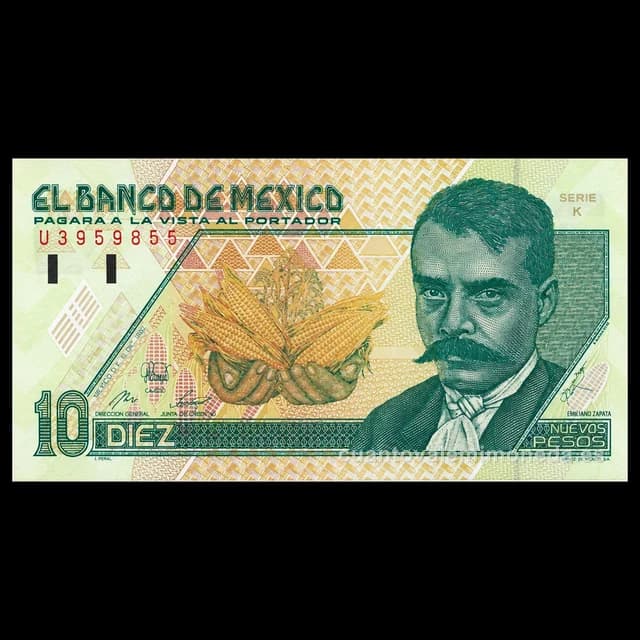 Imagen orientativa: Billete de 10 pesos de Emiliano Zapata (serie D, 1994)