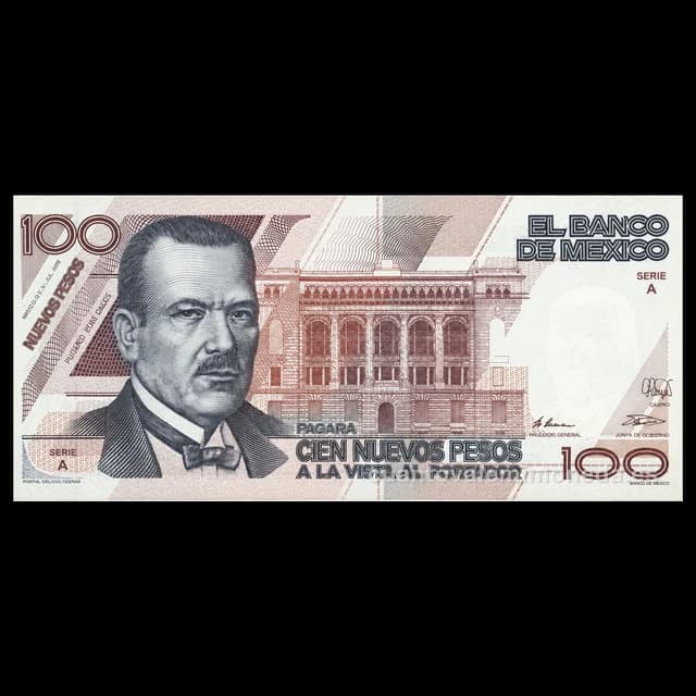 Imagen orientativa: Billete de 100 nuevos pesos de Plutarco Elías Calles (serie B, 1992)