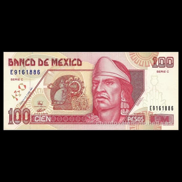 Imagen orientativa: Billete de 100 nuevos pesos de Nezahualcóyotl (serie C, 1994)