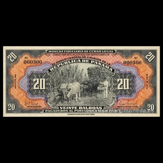 Imagen orientativa: Billete de 20 balboas Panamá 1941, emisión de Arnulfo Arias