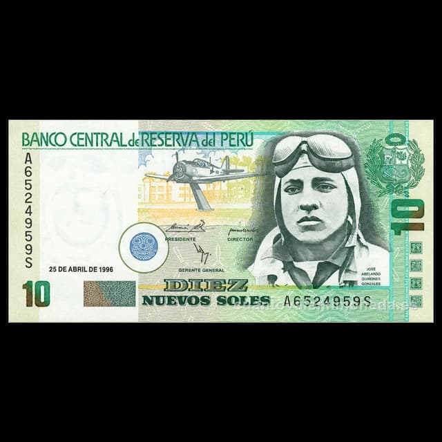 Imagen orientativa: Billete de 10 nuevos soles 1991-2006 (José Abelardo Quiñones)