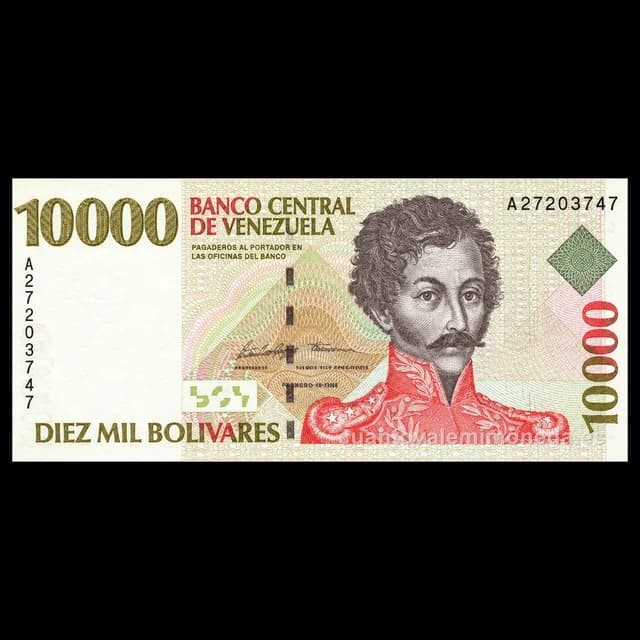 Imagen orientativa: Billete de 10.000 bolívares 1998 (Bolívar y Teatro Teresa Carreño)