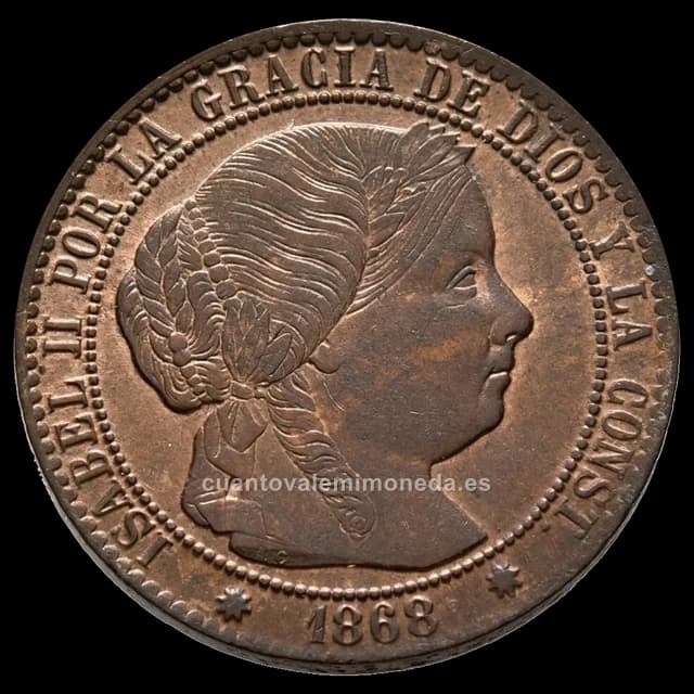 Imagen orientativa: 1 céntimo de escudo de Isabel II (1866-1868)