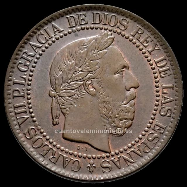 Imagen orientativa: 10 céntimos de Carlos VII, pretendiente carlista (1875)