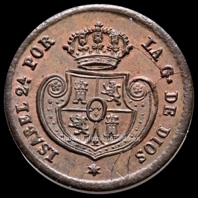 Imagen orientativa: Media décima de real de Isabel II, Segovia (1852-1853)