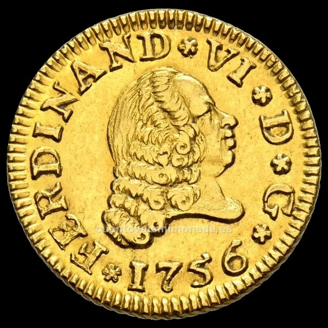Imagen orientativa: 1/2 escudo de oro de Fernando VI (1746-1759)