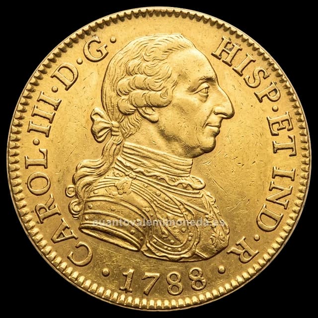 Imagen orientativa: 8 escudos (onza) de Carlos III, Nueva Guatemala (1778-1788)