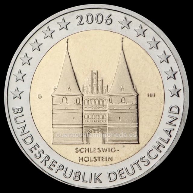 Imagen orientativa: 2 euros Alemania 2006, Schleswig-Holstein (Holstentor de Lübeck)