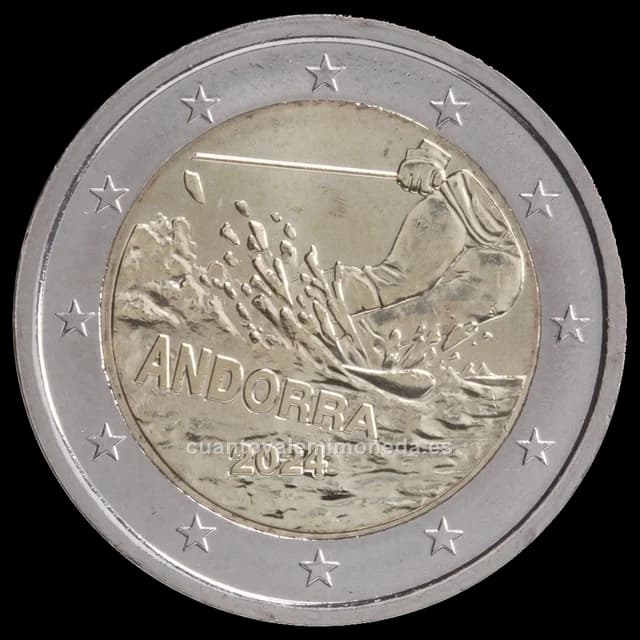 Imagen orientativa: 2 euros Andorra 2024, 100 años del esquí en Andorra