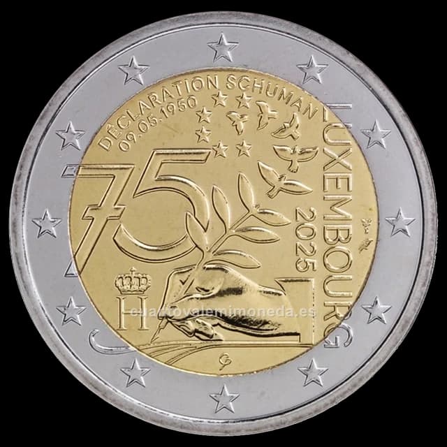 Imagen orientativa: 2 euros Luxemburgo 2025, 75 años de la Declaración Schuman