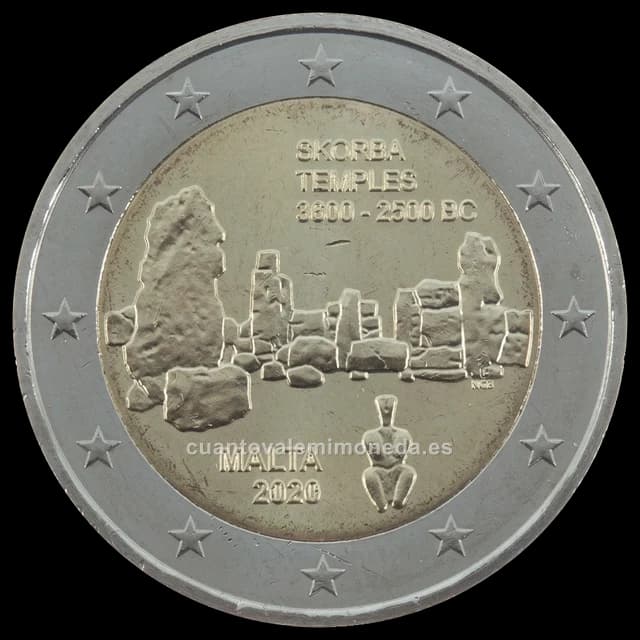 Imagen orientativa: 2 euros Malta 2020, templos prehistóricos de Skorba